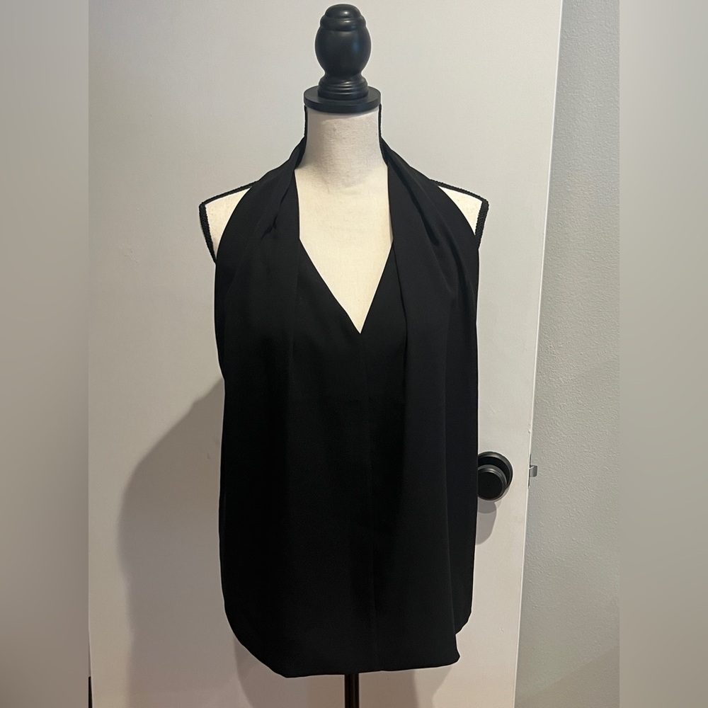 🖤 DIANE VON FURSTENBERG reagan drapey sleeveless blouse top black size M 🖤